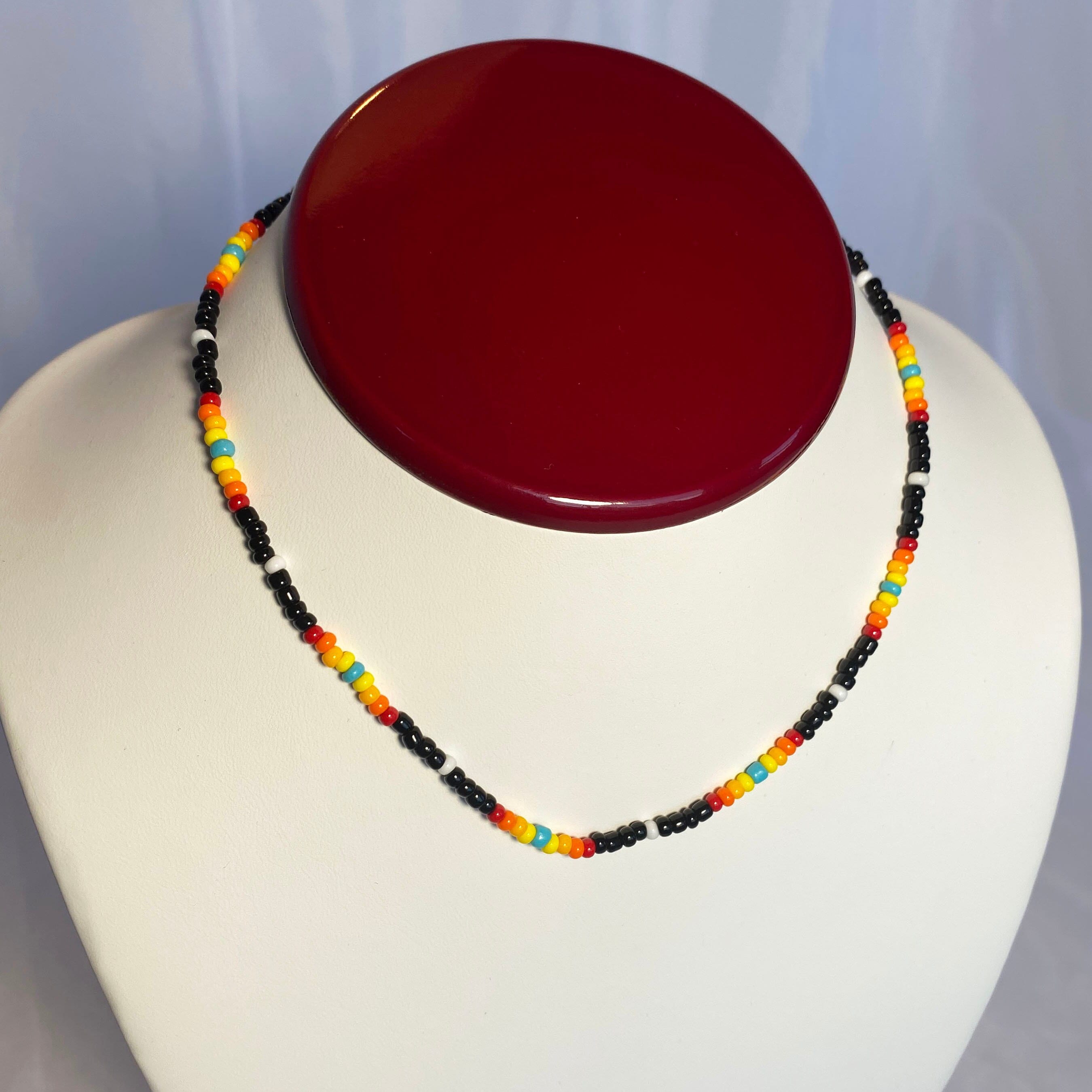 Seed Bead Necklaces in 4 Color Patterns. Handmade Seed Bead Necklaces