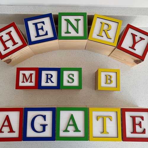 Freestanding Wooden Personalised Letter Name Blocks Toy Story Etsy