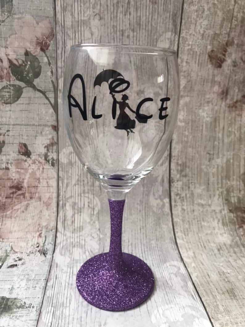 Mary Poppins Wine Glass Wedding Gift Friend Gift teacher gift Disney gift present