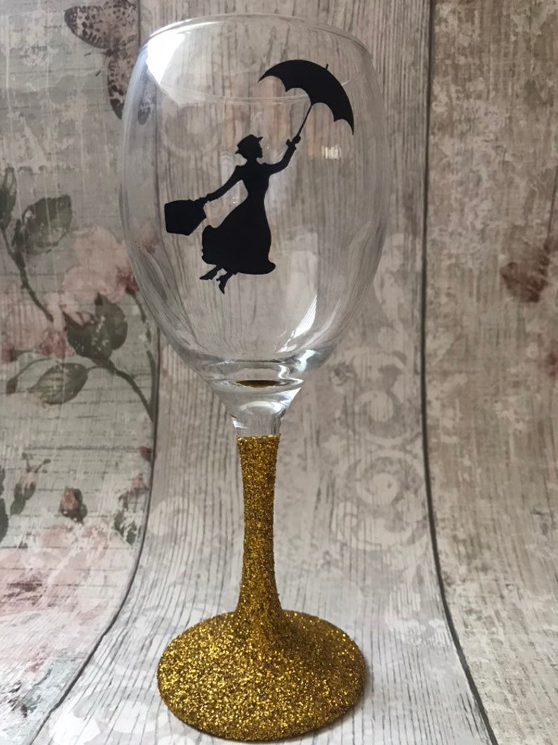 Mary Poppins Wine Glass Wedding Gift Friend Gift teacher gift Disney gift present