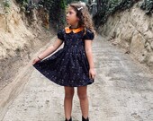Girl s black cat Peter Pan collar dress