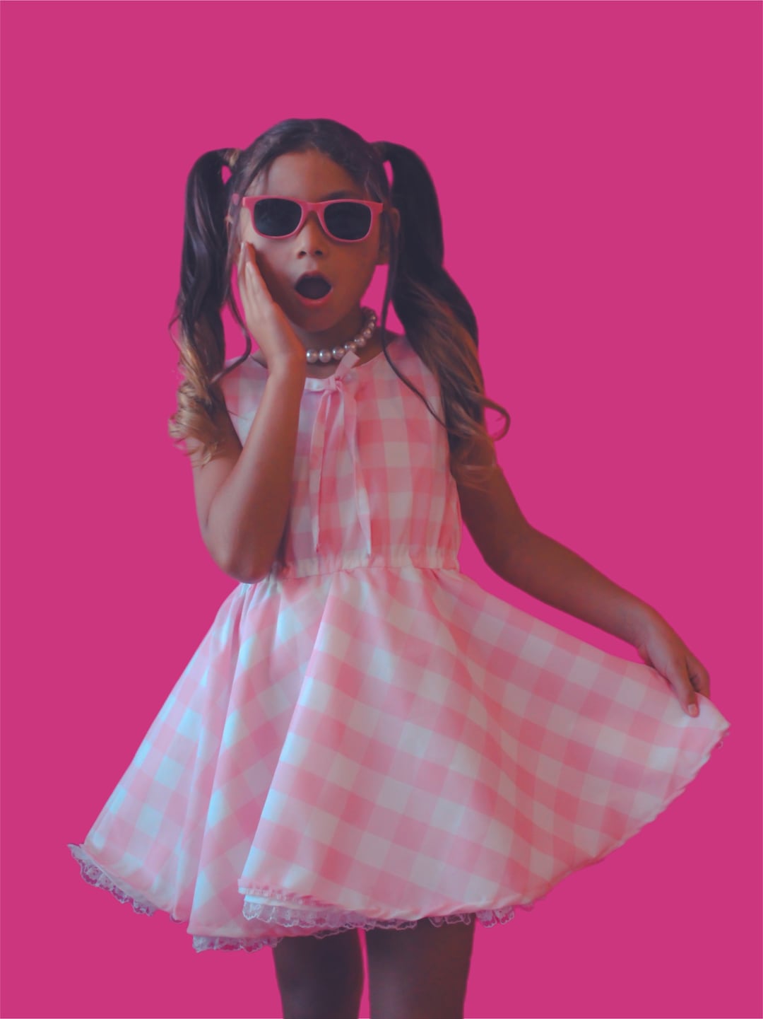 Girls Pink Plaid Cinched Waist Dress Etsy