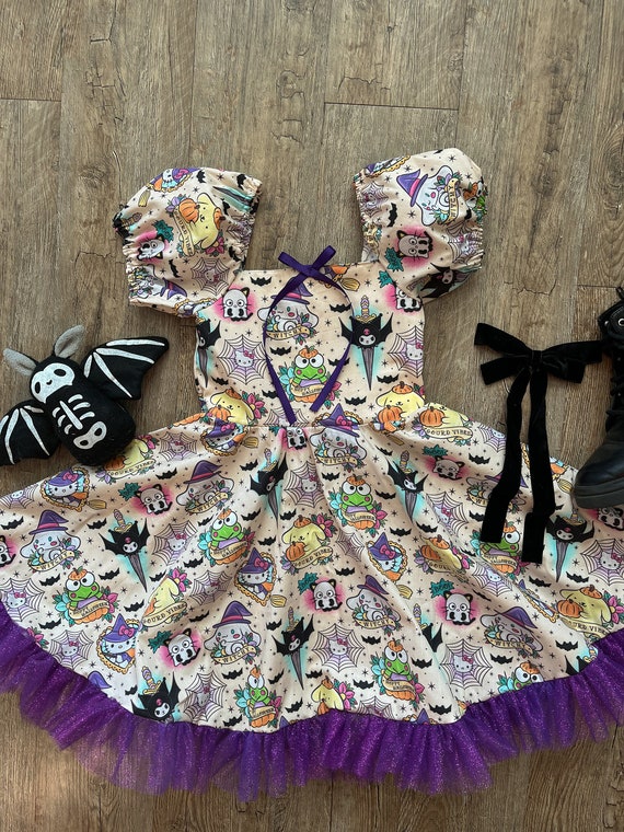 halloween mini dress Girl's kitty Halloween mini length dress