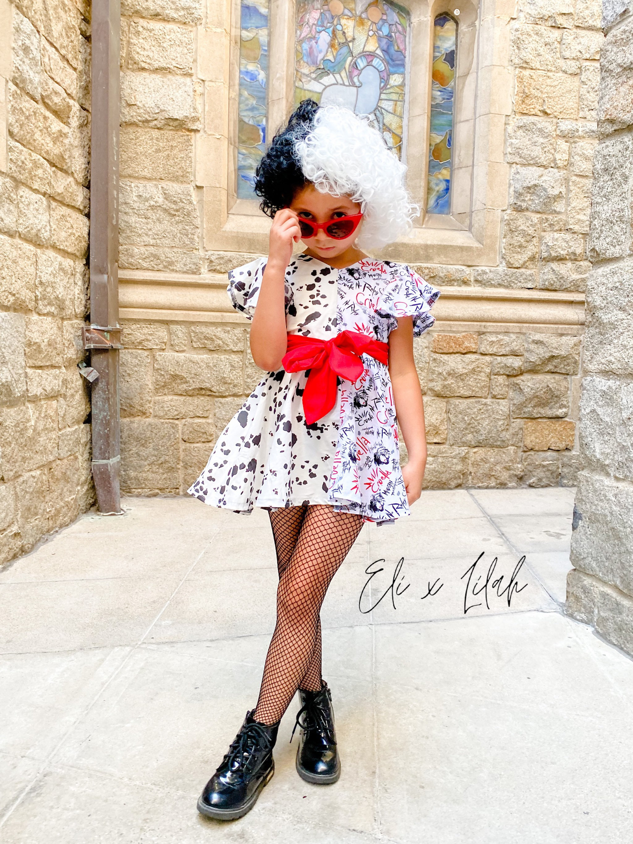 Girls Cruella Costume Dress 