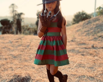 Girl’s Freddy Krueger inspired tie back dress
