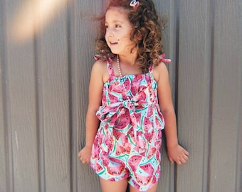 Watermelon romper with bow details