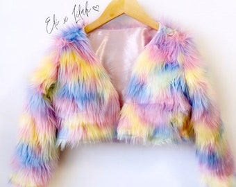 fluffy rainbow jacket