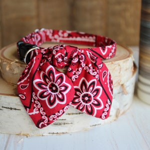 Cat Collar, Red Cat Collar with Bunny Ears Bowtie, Breakaway Cat Collars, Red Bandana Dog Collars, Small Dog Collars, Kittens, Pet Gifts