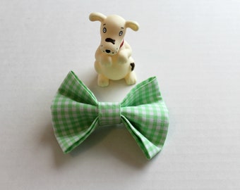 Dog Collar Bow Tie, Cat Bow Tie, Green White Doggie Bow Tie, Gingham Bow Tie, Cat Collar Bow Tie, Pet Accessories, Pet Gifts, Pet Bow Ties