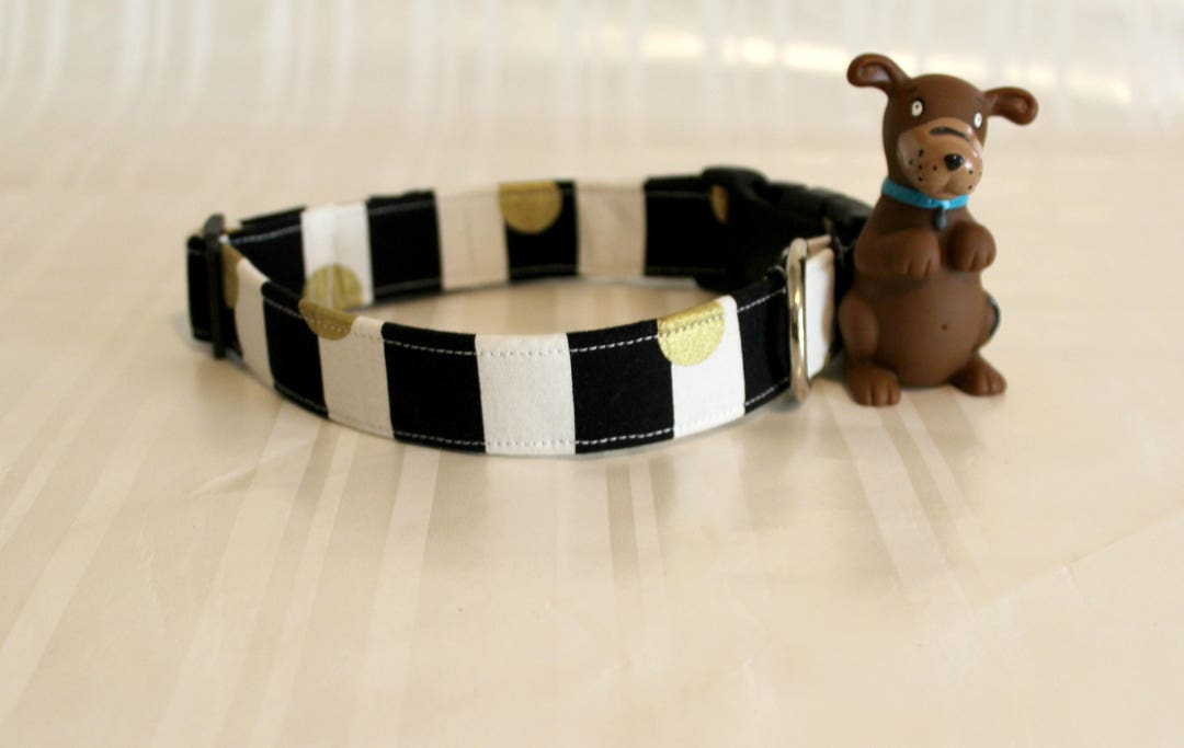 Dog Collar, Black White Dog Collars, Dog Collar,gold Dots Dog Collar