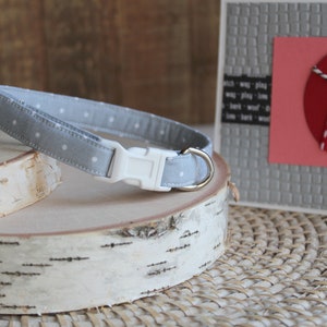 Gray Polka Dot Dog Collar, 1/2" Dog Collar, Teacup Dog Collar, Puppy Dog Collar, Tiny Dog Collar, Mini Collar,Non-Breakaway Collar,Pet Gifts