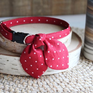 Cat Collar, Cat Collar with Bunny Ear Bowtie, Breakaway Cat Collar, Red Cat Collar, Cute Cat Collar, Small Dog Collar, Kitten, Pet Gifts