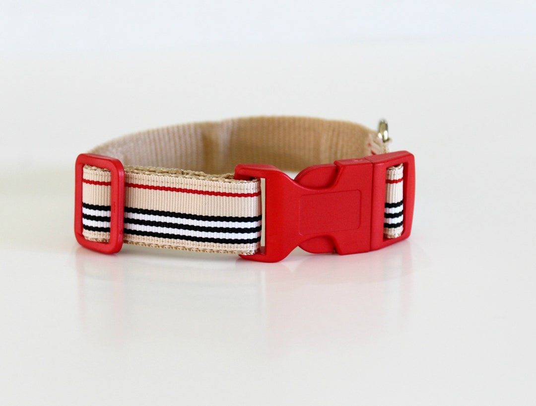 Dog Collar, Red Dog Collar, Handmade Dog Collar,striped Dog Collar