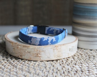 Cat Collar, Blue Cat Collar, Breakaway Collar, Camouflage Dog Collar ,Small Dog Collar, Kittens, Non-Breakaway Collar, Tiny Dog, Pet Gifts