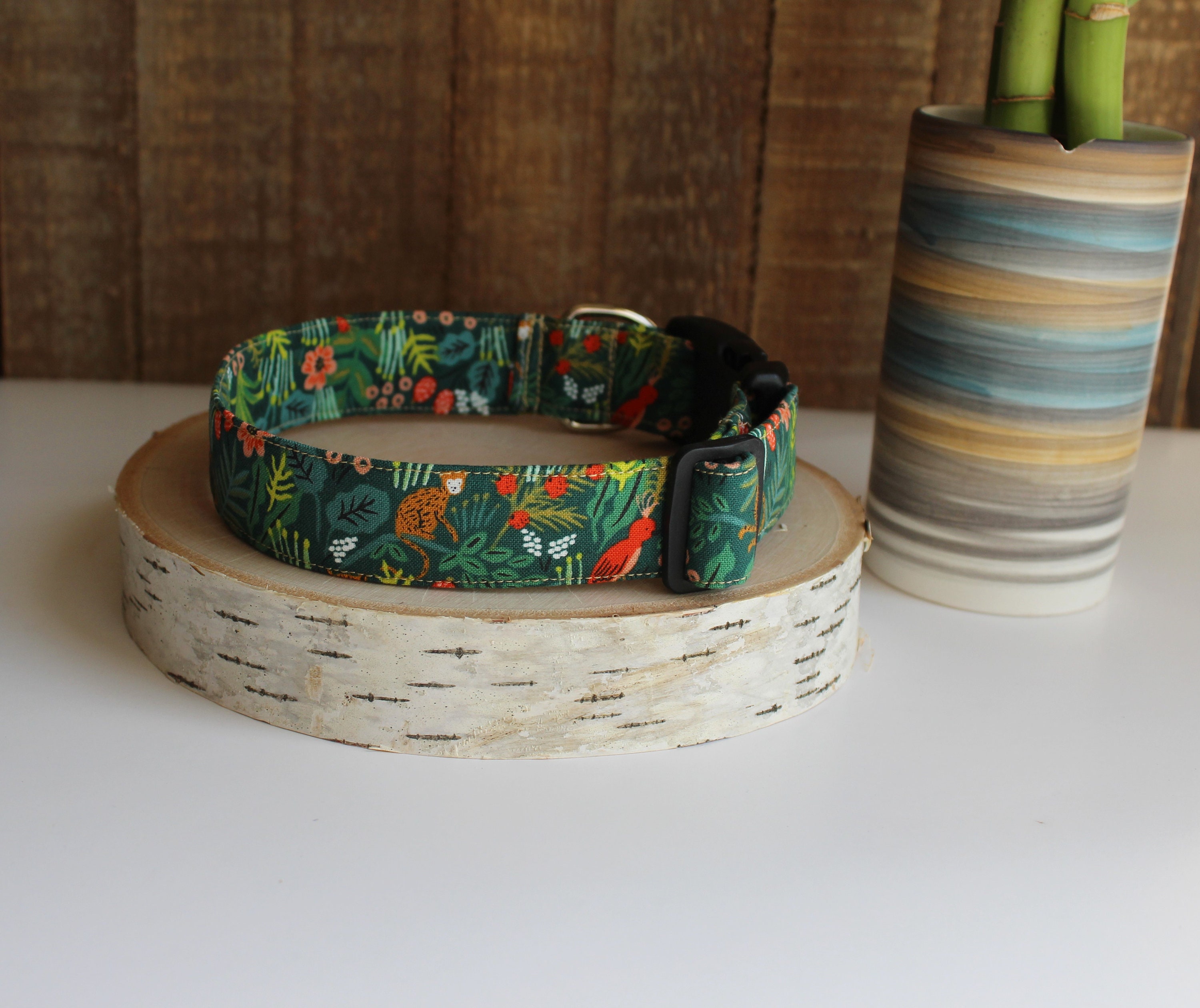 Green Dog Collar Tiger Print Dog Collars Pet Collars Trendy Etsy