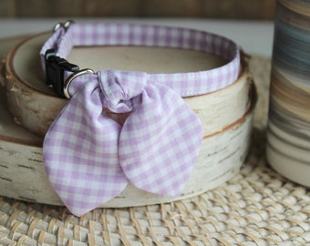 Cat Collar, Cat Collar with Bunny Ear Bowtie, Breakaway Cat Collar, Purple Gingham Collar, Cute Cat Collar,Small Dog Collar,Kitten,Pet Gifts