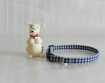 Cat Collar, Navy Gingham Cat Collar, Blue Cat Collar, Kitten Collar, Cute Cat Collar, Custom Pet Collar, Small Dog Collar, Simon Collar