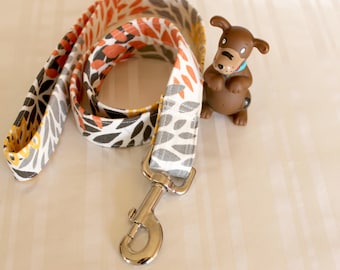 Dog Leash, Orange White Dog Leash, 1" Dog Leash,Dog Lead, Any Length Dog Leash, 5ft Pet Leash, Floral Dog Leash, Pet Leads, Jesse Leash