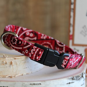 Red Bandana Dog Collar, 1/2" Dog Collar, Custom Dog Collar, Puppy Dog Collar, Tiny Dog Collar, Small Collar, Non-Breakaway Collar, Pet Gifts