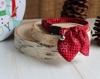 Red Cat Collar, Cat Collar with Bunny Ear Bowtie, Breakaway Cat Collar, Red Dog Collar, Cute Cat Collar, Small Dog Collar, Kitten, Pet Gifts