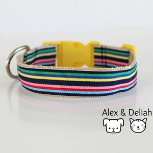 Dog Collar, Blue Dog Collar, Handmade Dog Collar, Striped Dog Collar,Adjustable Dog Collar,Trendy Dog Collar,Fabric Dog Collar, Bryce Collar