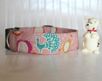 Floral Print Dog Collar, Blue and Pink Dog Collar, Dog Collars, Summer Dog Collars, Adjustable Dog Collars, Gifts for Pets, Leah Collar