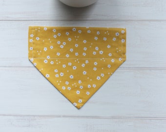 Dog Bandana, Cat Bandana, Yellow Bandana, Floral Bandana, Slide On Over the Collar Bandana, Collar Bandana, Cat Scarf, Pet Scarf, Pet Gifts
