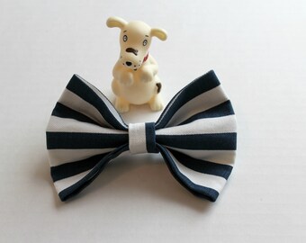 Dog Collar Bow Tie, Cat Bow Tie, Blue White Doggie Bow Tie, Striped Bow Tie, Cat Collar Bow Tie, Pet Accessories, Pet Gifts, Pet Bow Ties