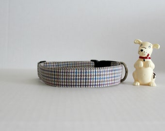 Dog Collar, Gray Plaid Dog Collar, Trendy Dog Collars, Handmade Pet Collars, Custom Dog Collar, Adjustable Dog Collars, Pet Gifts,  Dogs