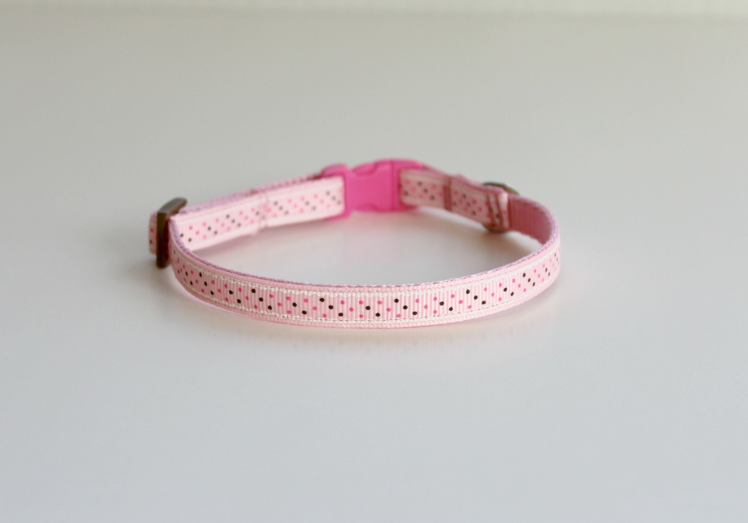 Cat Collar Pink Cat Collar Kitten Collar Cute Collar Polka Etsy
