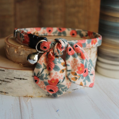 Cat Collar Cat Collar With Bunny Ear Bowtie Breakaway Cat Etsy