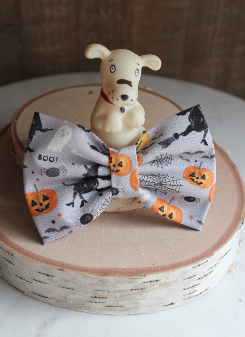 Halloween Dog Collar Bow Tie, Pumpkin Cat Bow Tie, Fall Doggie Bow Tie, Black Witches Bow Tie, Pet Accessories, Pet Gifts,Halloween Bow Ties image 1
