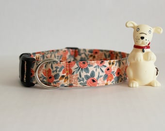 Dog Collar, Peach Coral Dog Collar, Floral Dog Collar, Trendy Dog Collar, Pet Collar, Adjustable Dog Collar, Gifts for Pets, Cute Dog Collar