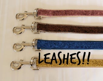 Dog Leash, Blue Glitter Leash, Pet Leash, Custom Dog Leash, Cute dog Leash, Small Dog Leash,1" Dog Leash, Dog Lead,  Dog Leash, Fabric Leash