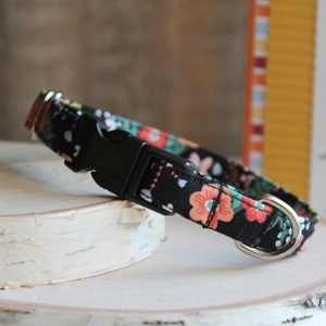 Gray Floral Dog Collar, 1/2" Dog Collar, X Small Dog Collar, Puppy Dog Collar, Tiny Dog Collar, Mini Collar, Non-Breakaway Collar, Pet Gifts