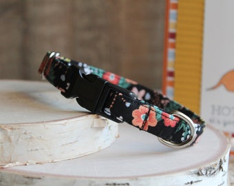 Collar de perro floral gris, collar de perro de 1/2", collar de perro pequeño X, collar de perro cachorro, collar de perro pequeño, mini collar, collar no separable, regalos para mascotas