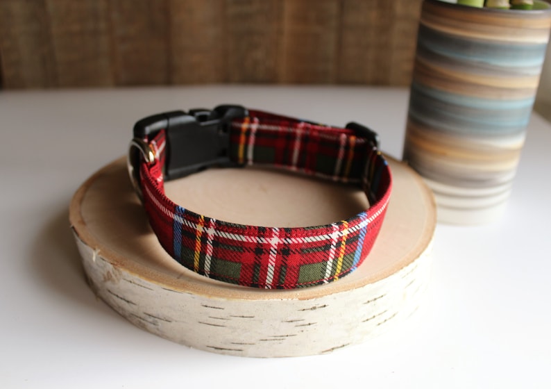 Red Dog Collar Red Plaid Dog Collar Trendy Dog Collars Etsy