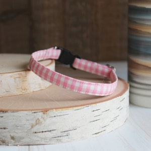 Cat Collar, Pink Gingham Cat Collar, Pink Dog Collar, Small Dog Collar, Cute Cat Collar, Custom Pet Collar, Kitten Collar, Tiny Dog Collar