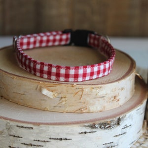 Katzenhalsband, rotes Gingham Katzenhalsband, rotes Katzenhalsband, kleines Hundehalsband, niedliches Katzenhalsband, kundenspezifisches Haustierhalsband, Kätzchenhalsband, kleiner Hundehalsring