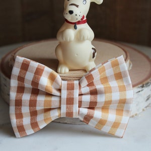 Dog Bow Tie, Beige and White Dog Bow Tie, Plaid Dog Bow Tie, Fall Print Bow Tie, Plaid Cat Bow Tie, Pet Accessories, Pet Gifts, Pet Bow Ties