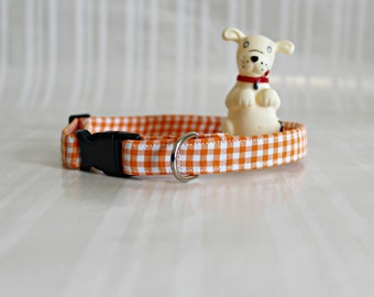 Oranje halsband, hondenhalsband met gingangprint, schattige halsbanden, aangepaste halsband, verstelbare halsband, handgemaakte halsband, cadeaus voor huisdieren, honden