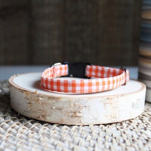 Cat Collar, Orange Cat Collar, Gingham Dog Collar, Kitten Collar, Cute Cat Collar, Custom Pet Collar, Small Dog Collar, Pet Gifts, Cat Gifts