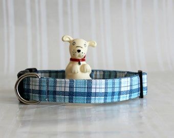 Rutigt hundhalsband, Blåvita rutiga hundhalsband, Hundhalsband, Anpassat hundhalsband, Justerbart hundhalsband, Gåvor till husdjur, Philliphalsband