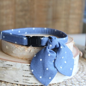 Cat Collar, Cat Collar with Bunny Ear Bowtie, Breakaway Cat Collar, Blue Cat Collar, Cute Cat Collar, Small Dog Collar, Kitten, Pet Gifts