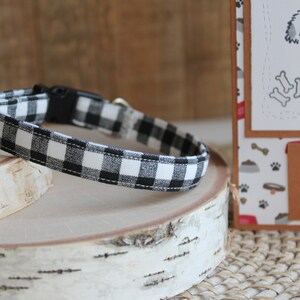Black and White Dog Collar, Plaid Dog Collar, 1/2" Dog Collar, Puppy Collar, Small Dog Collar, Mini Collar, Non-Breakaway Collar, Pet Gifts