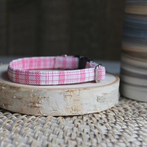 Cat Collar, Pink Cat Collar, Cute Cat Collar, Plaid Cat Collar, Cute Dog Collar, Custom Pet Collar, Small Dog Collar, Dog Gifts, Pet Gifts