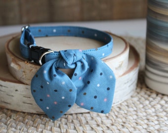 Cat Collar, Cat Collar with Bunny Ear Bowtie, Breakaway Cat Collar, Blue Cat Collar, Cute Cat Collar, Small Dog Collar, Kitten, Pet Gifts