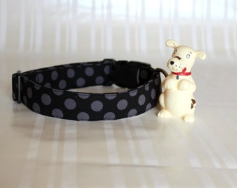 Dog Collar, Black Dog Collar, Polka Dot Dog Collar, Custom Dog Collar,Trendy Dog Collar, Adjustable Dog Collar, Pet Gifts, Dottie Collar