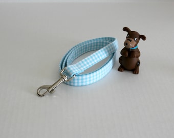 Dog Leash, Blue Gingham Leash, Traffic Dog Lead, Custom Dog Leash, Pet Lead, 5 ft Dog Leash, Handmade Dog Leash, Long Leash, Simon Leash