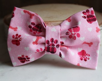 Dog Collar Bow Tie, Pink Cat Bow Tie, Floral Doggie Bow Tie, Dog Paws Bow Tie, Cat Collar Bow Tie, Pet Accessories, Pet Gifts, Pet Bow Ties